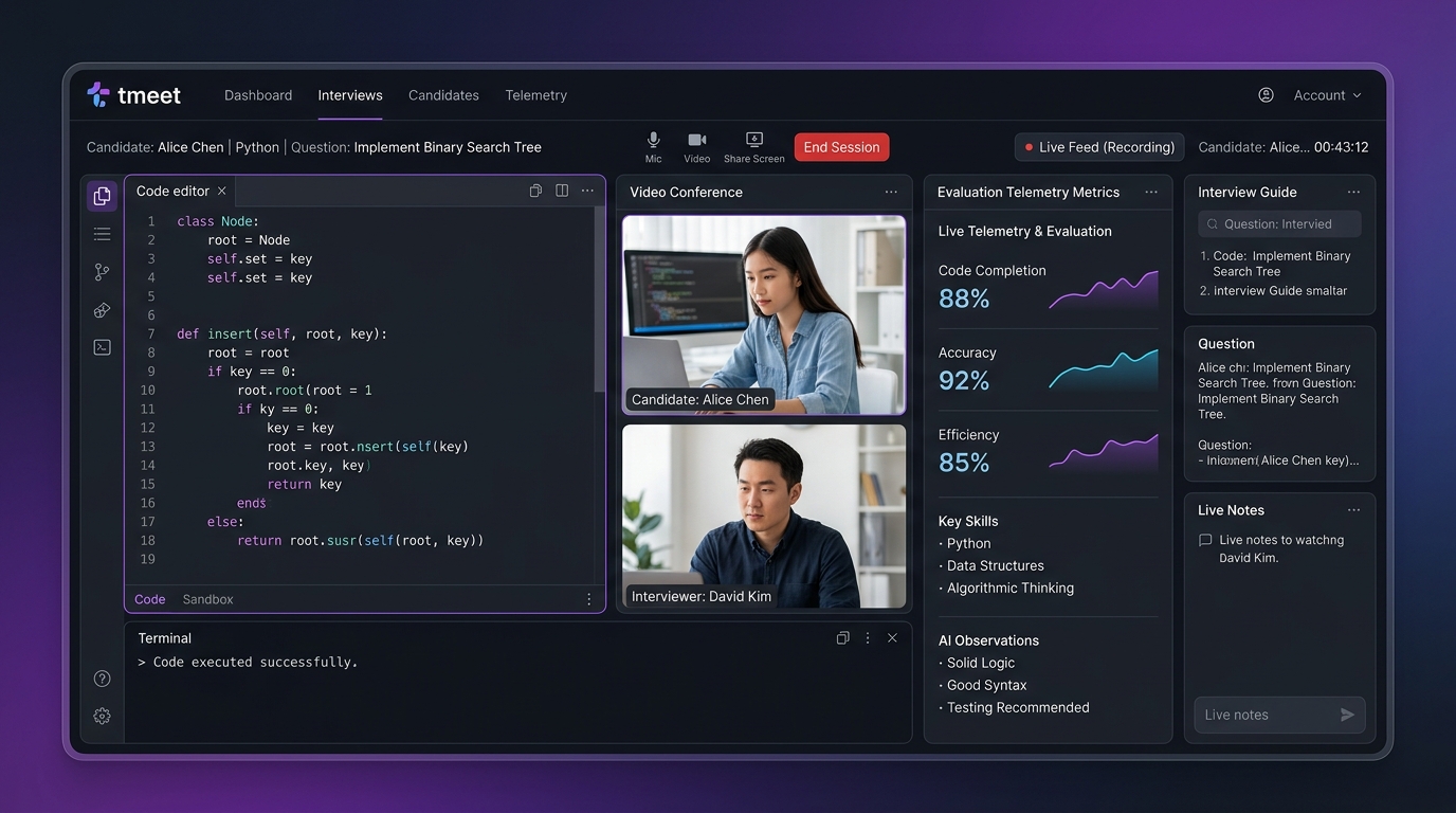 tmeet developer interview sandbox UI preview